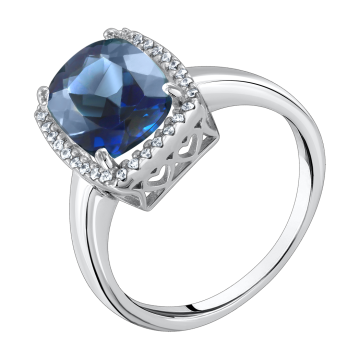 Damen-ring aus 925er Sterling Silber mit blau Topas, Zirkonia 