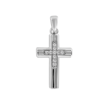 Подвеска крестик серебряный 925 пробы. Вставка: Фианиты 