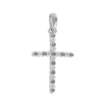 Подвеска крестик серебряный 925 пробы. Вставка: Фианиты 
