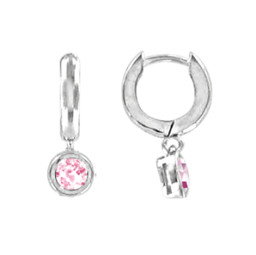 Kinder Ohrringe aus 925er Sterling Silber mit Pink Zirkonia 