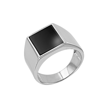 Herrenring  - 925er Sterling Silber mit Onyx 