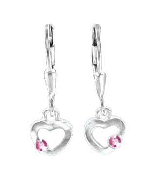 Kinder Ohrhänger  aus 925er Sterling Silber mit Pink Zirkonia 