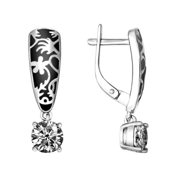 Ohrringe aus 925er Sterling Silber mit Zirkonia und Emaille 