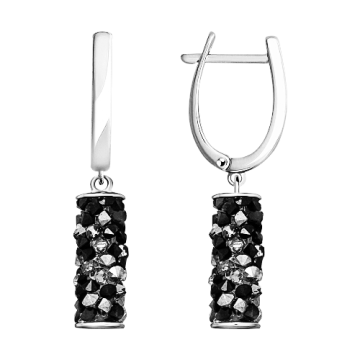 Ohrhänger aus 925er Sterling Silber mit Swarovski Zirkonia schwarz 