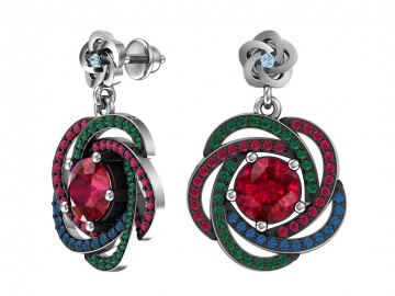 Ohrstecker aus 925er Sterling Silber mit synthetischem Quarz und Zirkonia 