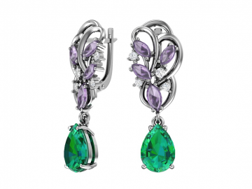 Ohrringe aus 925er Sterling Silber mit synthetischem Quarz und Zirkonia 