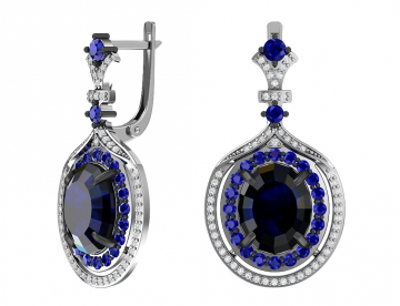 Ohrringe aus 925er Sterling Silber mit synthetischem Saphirquarz und farblosem Zirkonia 