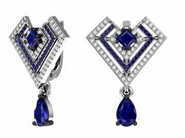 Ohrringe aus 925er Sterling Silber mit synthetischem Saphirquarz und farblosem Zirkonia 