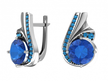 Ohrringe aus 925er Sterling Silber mit synthetischem Saphirquarz und blauem Zirkonia 