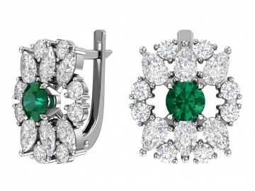 Ohrringe aus 925er Sterling Silber mit synthetischem Smaragdquarz und farblosem Zirkonia 