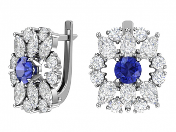 Ohrringe aus 925er Sterling Silber mit synthetischem Saphirquarz und farblosem Zirkonia 