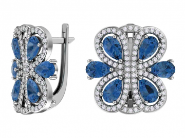 Ohrringe aus 925er Sterling Silber mit synthetischem blauem Quarz und farblosem Zirkonia 