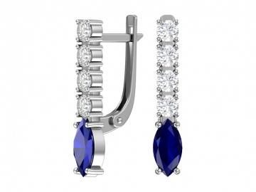 Ohrringe aus 925er Sterling Silber mit synthetischem Saphirquarz und farblosem Zirkonia 