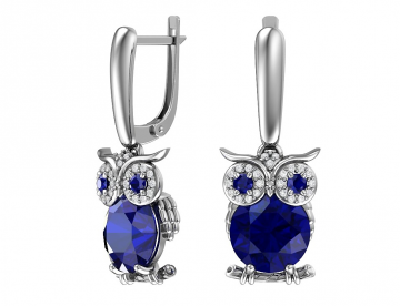 Ohrringe aus 925er Sterling Silber mit synthetischem Saphirquarz und farblosem Zirkonia 