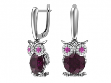 Ohrringe aus 925er Sterling Silber mit synthetischem Amethystquarz und Zirkonia 