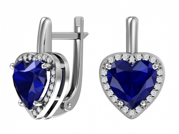 Ohrringe aus 925er Sterling Silber mit synthetischem Saphirquarz und farblosem Zirkonia 