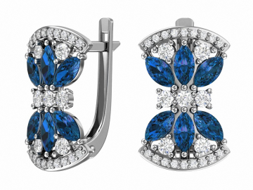 Ohrringe aus 925er Sterling Silber mit synthetischem Quarz und Zirkonia 