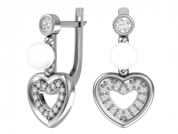 Ohrringe aus 925er Sterling Silber mit Kunstperlen und farblosen Zirkonia 