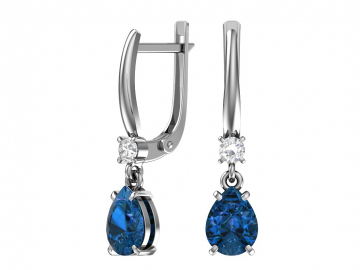 Ohrringe aus 925er Sterling Silber mit synthetischem Saphirquarz und farblosem Zirkonia 