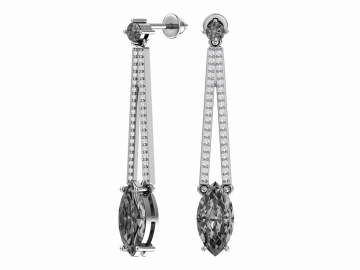 Ohrringe aus 925er Sterling Silber mit synthetischem grauem Quarz und farblosen Zirkonia 