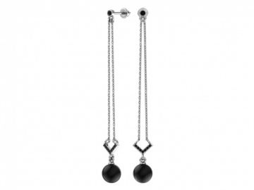 Ohrstecker aus 925er Sterling Silber mit Kunstperlen und schwarzen Zirkonias 