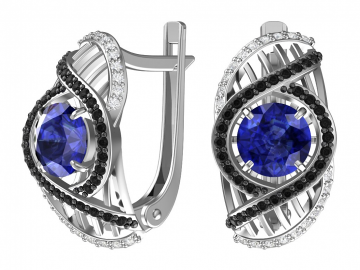 Ohrringe aus 925er Sterling Silber mit synthetischem Saphirquarz und farblosem Zirkonia 