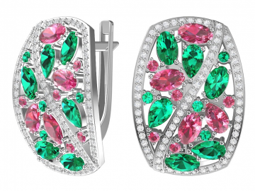 Ohrringe aus 925er Sterling Silber mit synthetischem Quarz und Zirkonia 