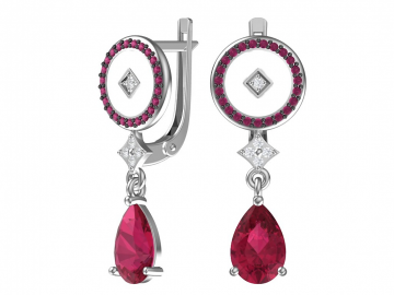 Ohrringe aus 925er Sterling Silber mit synthetischem Rubinquarz und Zirkonia 