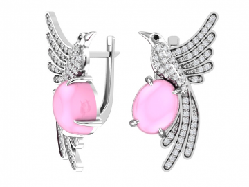 Ohrringe aus 925er Sterling Silber mit Katzenauge und Zirkonia 