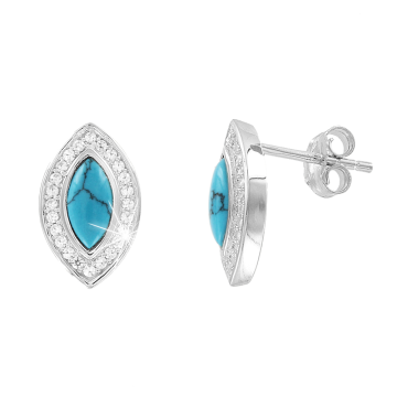 Ohrstecker aus Silber 925° mit Zirkonia, Türkis 