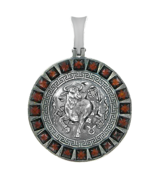 Anhänger Sternzeichen "Stier" aus 925er Sterling Silber mit echtem Bernstein 