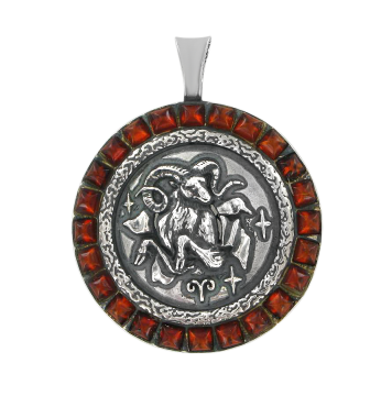 Anhänger Sternzeichen "Widder" aus 925er Sterling Silber mit echtem Bernstein 