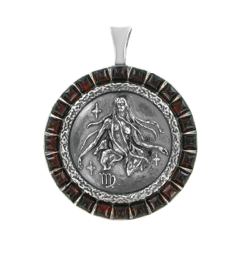 Anhänger Sternzeichen "Jungfrau" aus 925er Sterling Silber mit echtem Bernstein 