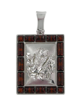 Anhänger Sternzeichen " Löwe" aus 925er Sterling Silber mit echtem Bernstein 