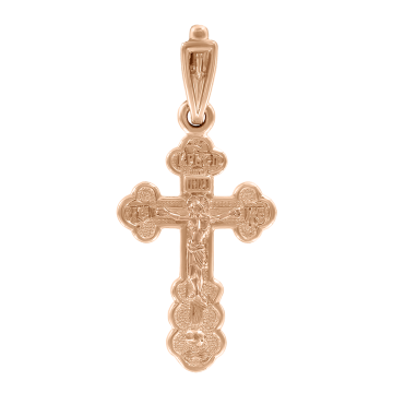 Cross from red and white gold of 585 assay value 
