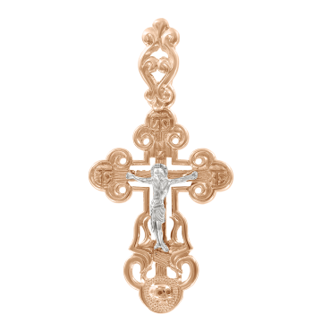 Kreuz Anhänger aus Rotgold/ Weißgold 585° 