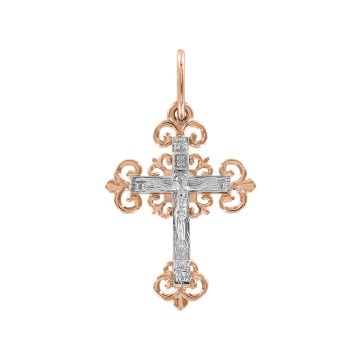 Kreuz Anhänger aus Rotgold 585° mit Zirkonia 