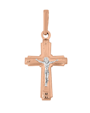 Kreuz Anhänger aus Rot/ Weißgold 585° 