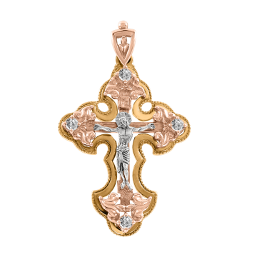 Kreuzanhänger aus Rotgold 585° mit Zirkonia 