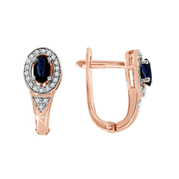 Ohrringe aus Rotgold 585° mit Brillanten und Saphir 