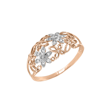 Damenring aus Rotgold 585° mit Zirkonia 