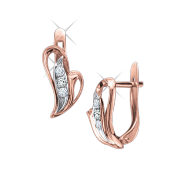 Earrings in red gold with cubic zirconia 