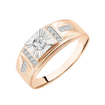 Herrenring aus Rotgold 585° mit Zirkonia 