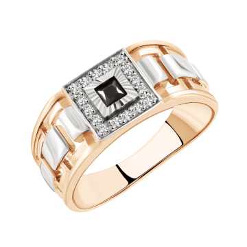 Herrenring aus Rotgold 585° mit Zirkonia 