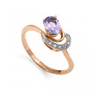 Rotgold 585° Damenring mit Amethyst, Zirkonia 