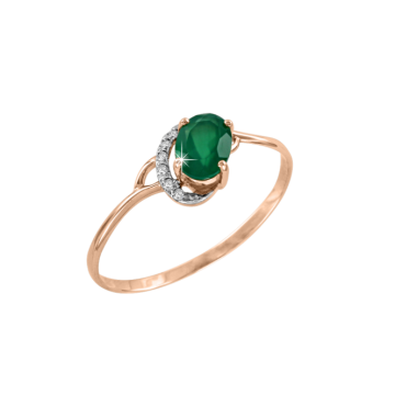 Damenring aus Rotgold 585° mit Zirkonia, Onix 