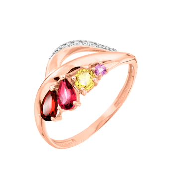 Кольцо. Вставка: Фианитом, Аметист, Гранат, Родолит, Цитрин 