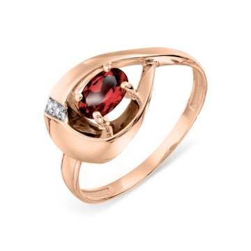 Damenring aus Rotgold 585° mit Granat, Zirkonia 