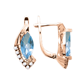 Ohrhänger aus Rotgold 585° mit Zirkonia und blau Topas 