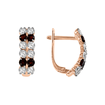 Ohrringe aus Rotgold 585° mit Granat, Zirkonia 